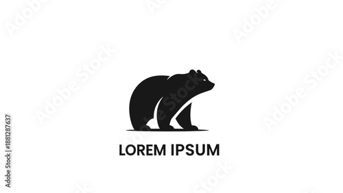 Black bear silhouette logo design on white background.