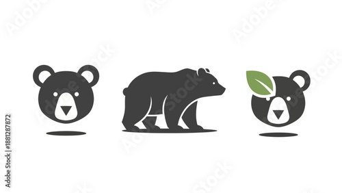 Bear icons and silhouette for logo design.