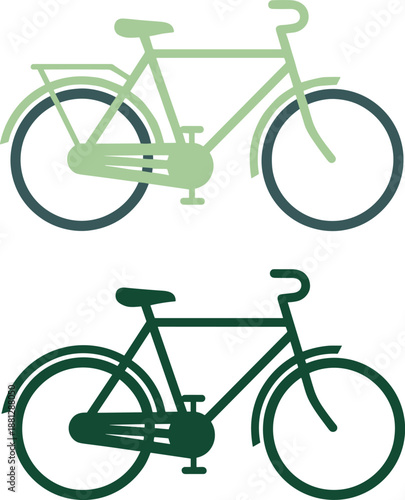 City bicycle vector illustration set with modern urban bikes for eco friendly transport and healthy lifestyle
