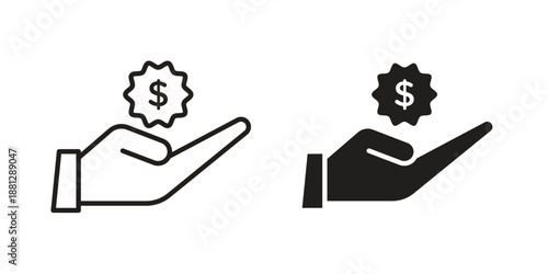 Savings icons collection. Thin linear and black flat icons