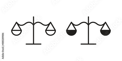 Scales icons collection. Thin linear and black flat icons