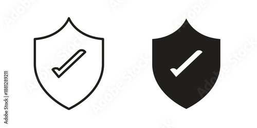 Security icons collection. Thin linear and black flat icons