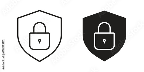 Security lock icons collection. Thin linear and black flat icons