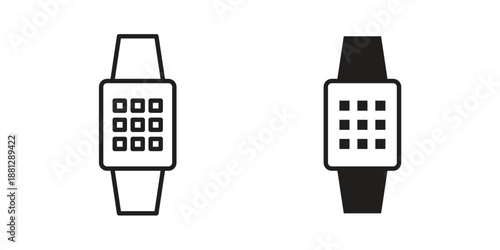Smartwatch icons collection. Thin linear and black flat icons