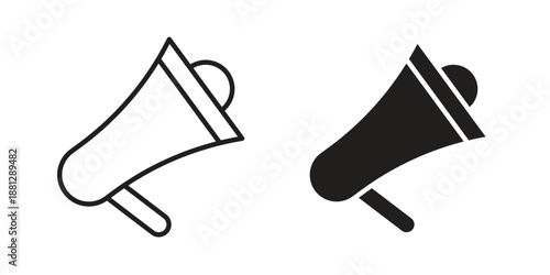 Speaker icons collection. Thin linear and black flat icons