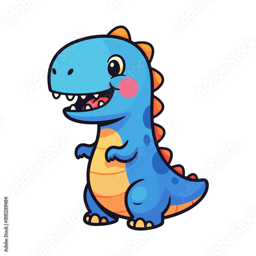 Playful dinosaur character vector illustration, colorful and cheerful