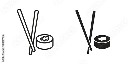 Sushi icons collection. Thin linear and black flat icons