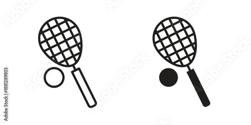Tennis icons collection. Thin linear and black flat icons