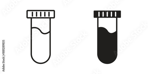 Test tube icons collection. Thin linear and black flat icons