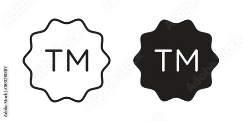 Trademark icons collection. Thin linear and black flat icons