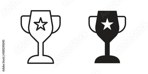 Trophy icons collection. Thin linear and black flat icons