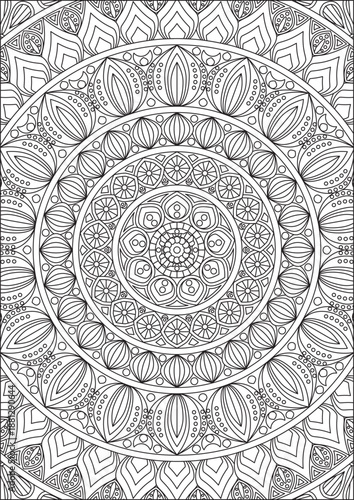 Zentangle Mandala Handmade Black And White Coloring Page Art Hobby Medium Leval Mandala Design Vector