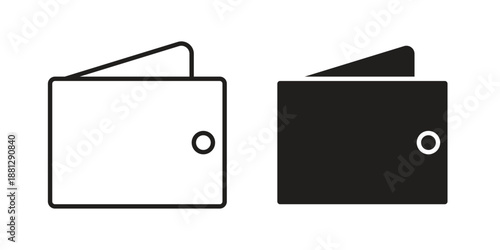 Wallet icons collection. Thin linear and black flat icons