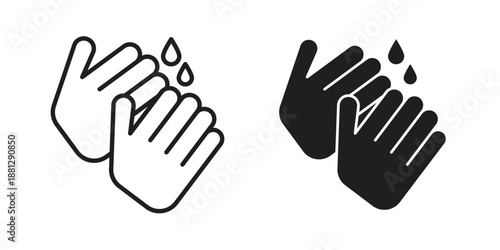 Wash hands icons collection. Thin linear and black flat icons