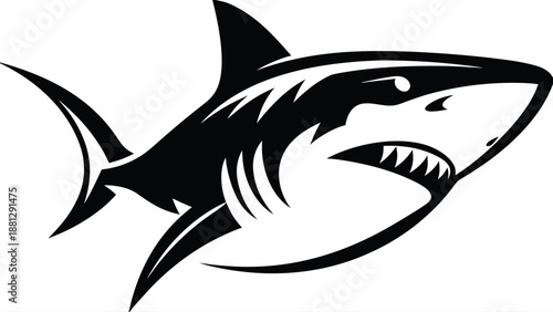 Powerful shark illustration with sharp teeth, a classic emblem of marine strength