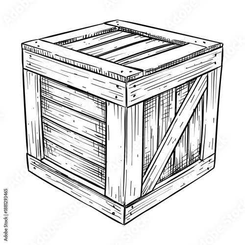 wooden crate vector hand drawn illustration