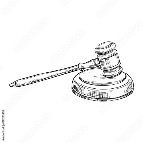 judge hammer law gavel vector hand drawn illustration