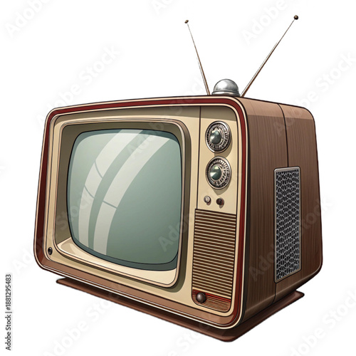 Vintage retro television with layered bezel and recessed screen, evoking nostalgia and classic entertainment