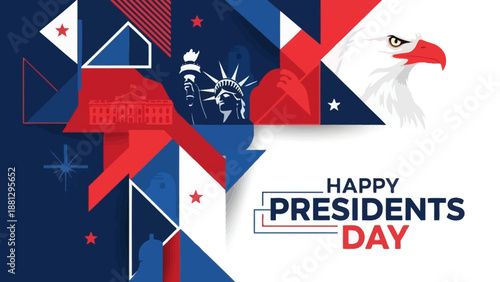 Happy Presidents Day USA: Eagle, Statue of Liberty, White House, Patriotic Symbols