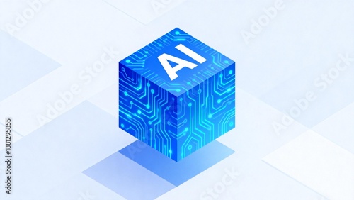 AI technology cube with circuit design