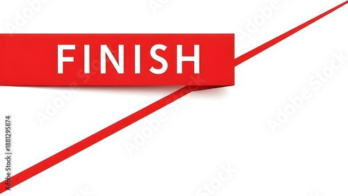 A bold motivational wall art design with a red FINISH banner, clean white space, sharp diagonal red accent line, modern typography, minimal shadows, premium print-ready look.