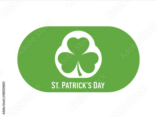 Celebrating St. Patrick's Day with a green shamrock symbol on an oval badge
