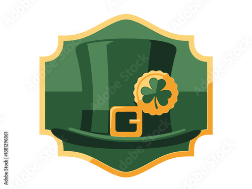 St Patricks day celebration hat with gold coin and shamrock emblem