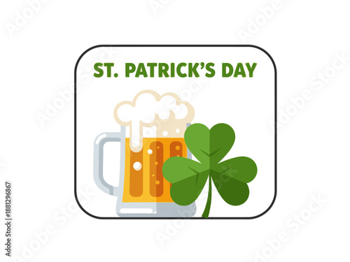 Celebrating St. Patrick's Day with beer and shamrock in a festive illustration