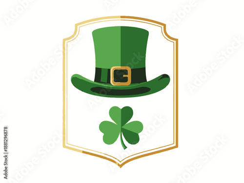 Celebration of Irish Heritage with Leprechaun Hat and Shamrock Emblem in a Festive Illustration