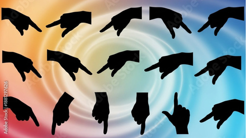 Collection of Hand Gestures Pointing in Various Directions.