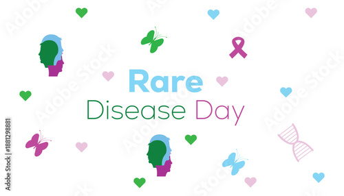 February is Rare Disease Day. Vector template Design for banner, greeting card, poster, prints, social media post ,flyer , T shirt with background.