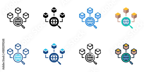 Vendor Portal icons set multiple style collection. Editable stroke 
