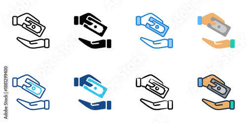 Supplier Payment icons set multiple style collection. Editable stroke 
