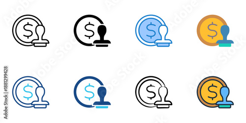 Budget Approval icons set multiple style collection. Editable stroke 
