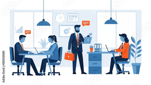 Businessman Discussing with Colleagues in Modern Office.