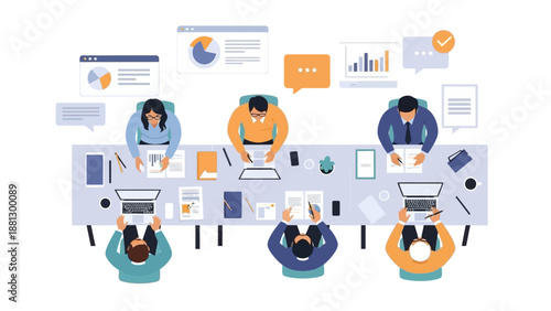 Team Collaboration Meeting with Digital Devices.