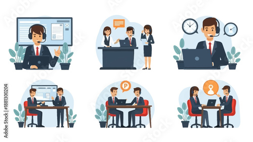 Business Professionals Working in Office Settings.