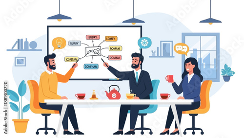 Business Professionals Collaborating Around Whiteboard.