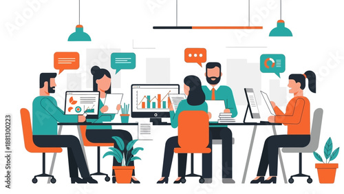 Team Collaboration Office Workspace Meeting Scene.