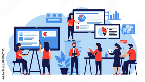 Team of Professionals Working on Digital Presentations.