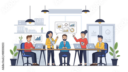 Group of People Working Together at Desk.