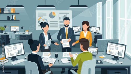 Business Professionals in Modern Office Meeting.