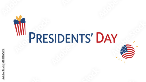 Presidents' Day Celebration with American Flag and Gift Box Icon