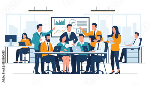 Diverse Business Team Meeting in Modern Office.