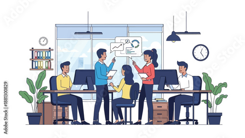 Team Collaboration Office Workspace Meeting Scene.