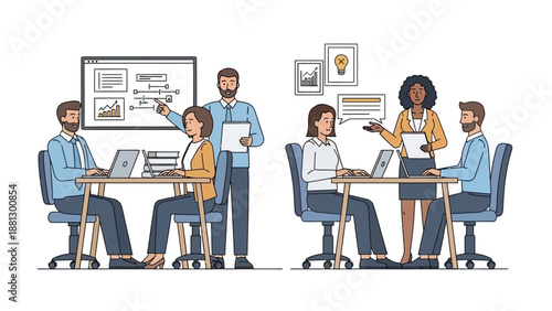 Team Collaboration in Modern Office Setting.