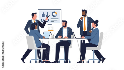 Business Professionals Discussing Data Analysis Results.