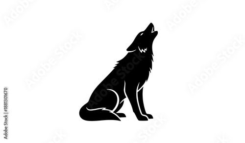 Minimal Howling Wolf Black Silhouette Vector Illustration