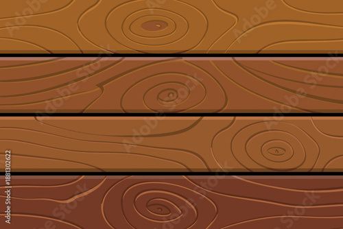 Cartoon Wood Planks Texture Background in Various Shades of Brown