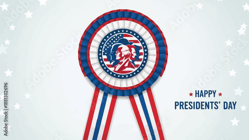President's Day Rosette Badge with USA Flag and Presidential Silhouettes